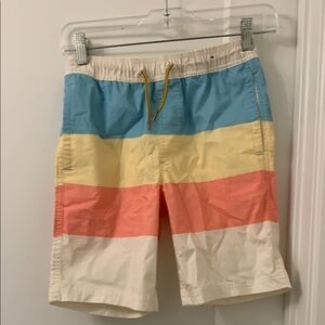 Blue and Yellow Board Shorts with Elastic Waistband